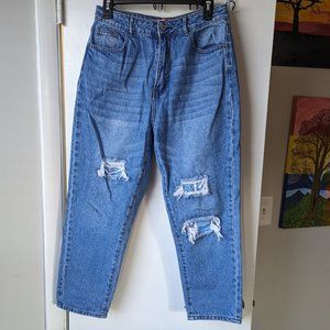 Crystal Rock Skinny Jean Ripped Distressed Patchwork Denim Jeans Juniors Size 11